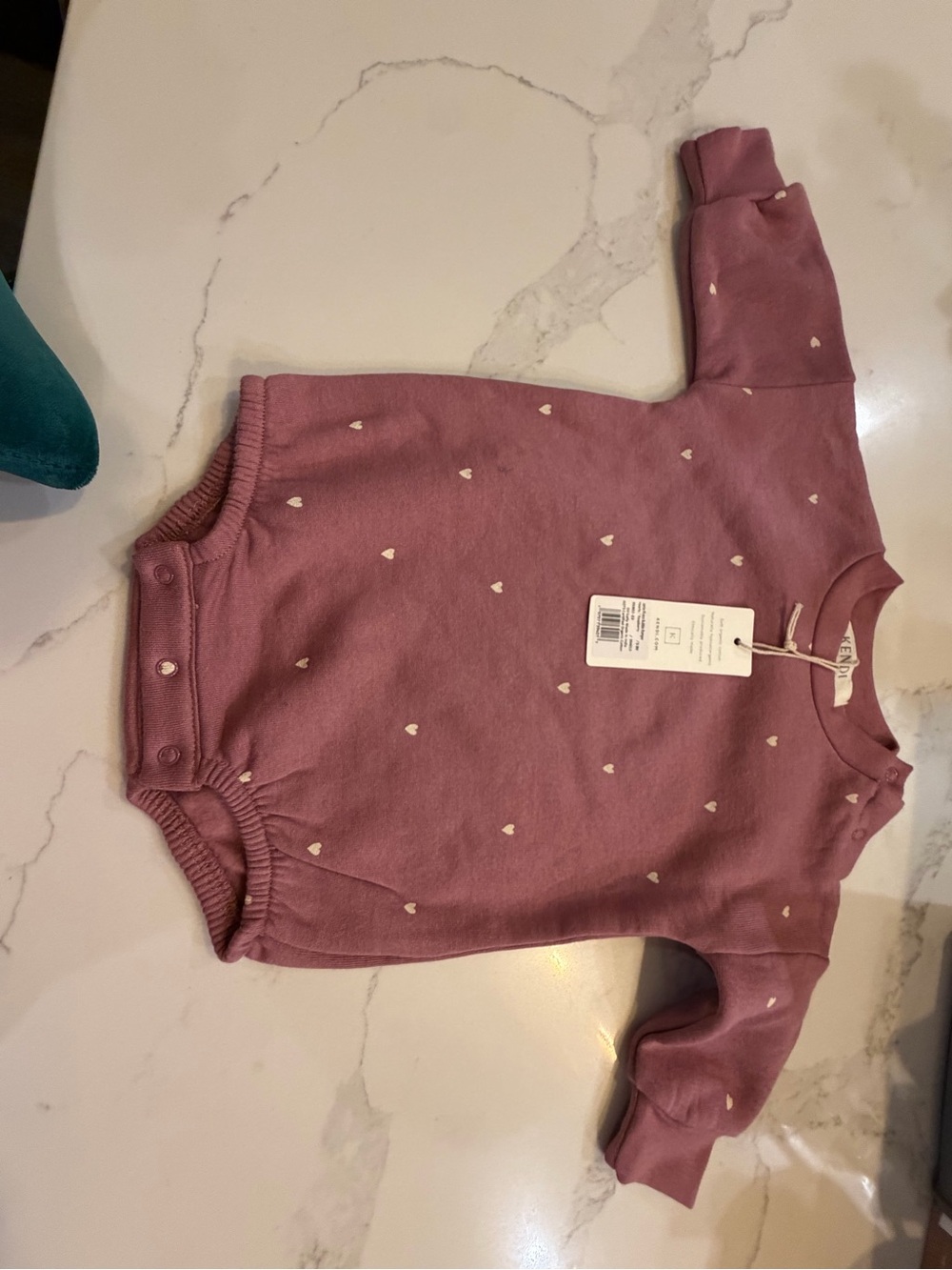 Colored Organics Dusty Mauve Heart Crew One-Piece NWT